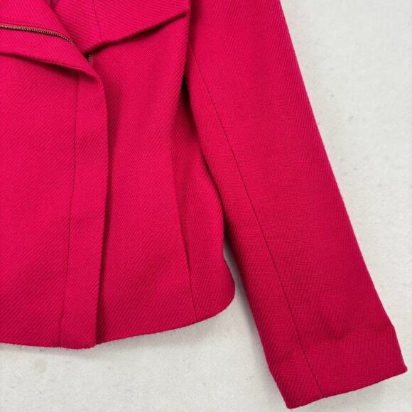 Talbots Moto Blazer Jacket Size 10 Magenta Pink Wool Blend Tweed Texture Lined - Picture 5 of 11